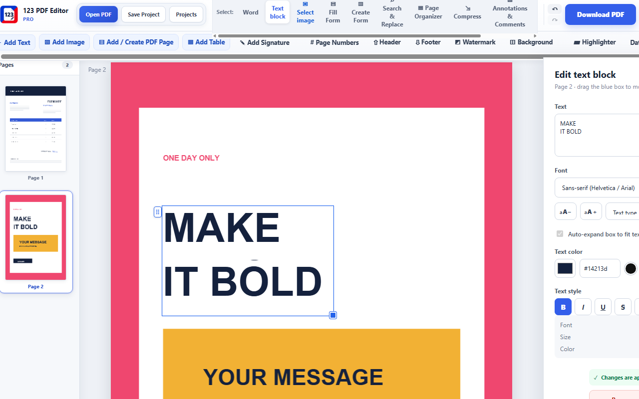 Editing existing text directly inside a PDF